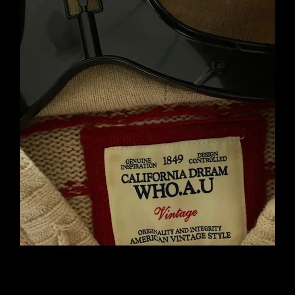 Who.A.U. American vintage Charming Cream and Red Hooded Sweater Dress size S - Picture 4 of 5